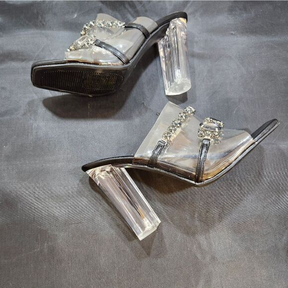 BRAND NEW OLIVER & KATE CLEAR STRAP JEWEL EMBELLISHMENTS OPEN-TOE SANDAL - Picture 12 of 14